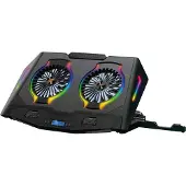Conceptronic ERGO Gaming - Blæser til notebook - med smartphonestander, 2-port USB 2.0 hub - 17 - 125 mm - sort