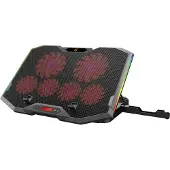 Digital Data Communications Conceptronic ERGO Gaming - Blæser til notebook - med smartphonestander, 2-port USB 2.0 hub - 17 - 100 mm/70 mm - sort