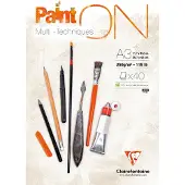 Clairefontaine Paint-On Blok A3 250gram 40 ark hvidt papir, multi teknik, toplimet