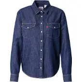 Levi's Bluse 'Iconic Western Linen+ Denim Shirt' mørkeblå