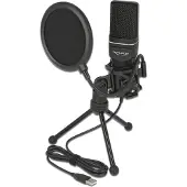 DeLOCK USB Condenser Microphone Set for Podcasting, Gaming and Vocals - Mikrofon - USB - sort