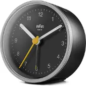Braun BC12SB, Quartz alarmur, Rund, Sort, Sølv, 12t, Alarm, Batteri