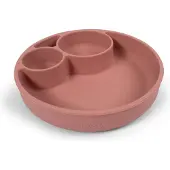 Filibabba Tallerken - Silikone - Ruminddelt - Rosa - - OneSize - Tallerken