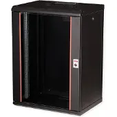 Roline 26.21.0176, Vægmonteret stativ, 16U, Nøglelås, Rack skinner, 29 kg, Sort