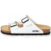 Bayton Pantoletter 'Athena' sort / hvid