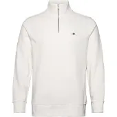 Gant Ganttil mænd. 2008005 Off-White Shield Half-Zip trøje (S), Hvid, Casual, Bomuld