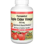 Natural Factors , Fermenteret Eplet Cidereddike, 500 mg, 360 Lette Capsuler