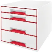 Leitz Skuffekabinet Desk Cube WOW 4-skuffer Rød