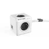 Microconnect PowerCube extended dobbelt USB + 4 udtag med 1,5 meter ledning