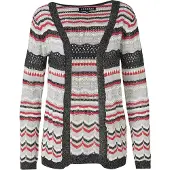 KOROSHI Cardigan lyseblå / lysegrå / cranberry / sort