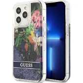 GUESS GUHCP13LLFLSB iPhone 13 Pro / 13 6,1" blå/blå hardcase Flower Liquid Glitter