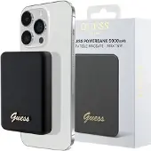 GUESS MagSafe Metal Script Logo induktion powerbank 15W 5000mAh - sort