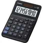 Casio MS-10F, Desktop, Basis, 10 cifre, Batteri/Solar, Sort