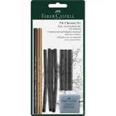 Faber-Castell Pitt charcoal pencil+kul+knetg. BK