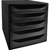 Exacompta Skuffekabinet Big Box, 5 skuffer, frontåben, sort