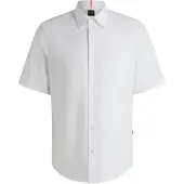 BOSS BOSStil mænd. 50537332 Regular Fit Oxford-skjorte i bomuld hvid (M), Casual, Korte ærmer