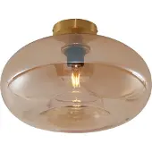 QAZQA Art Deco loftslampe messing med ravfarvet glas 40 cm - Busa