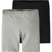 Name it Cykelshorts - Noos - 2-pak - NkfVivian - Sort/Gråmeleret - - 11-12 år (146-152) - Shorts