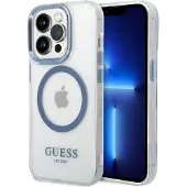 GUESS Metal Outline MagSafe-etui til iPhone 14 Pro - blå