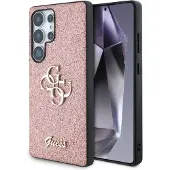 GUESS Samsung Galaxy S25 Ultra Fixed Glitter 4G Metal Logo Cover - Pink