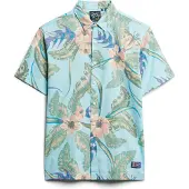 Superdry Superdrytil mænd. M4010353A Blå hawaiiskjorte (S), Casual, Bomuld, Korte ærmer