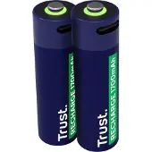 Trust - Batteri - USB-C 2 x AA type - (genopladelige) - 1700 mAh - blå