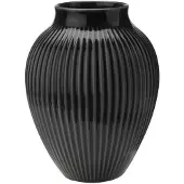 Knabstrup Keramik Knabstrup vase riflet 20 cm Sort