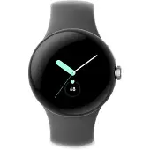 Google Pixel Watch - 41 mm - poleret sølv - smart ur med aktivt bånd - fluoroelastomer - trækul - båndstørrelse: L - 32 GB - Wi-Fi, LTE, NFC, Bluetooth - 4G - 36 g