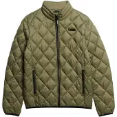 Superdry Superdrytil mænd. M5012145A Diamant Quiltet jakke grøn (L), Casual, Nylon