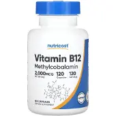Nutricost , Vitamin B12, 2.000 mcg, 120 Kapsler
