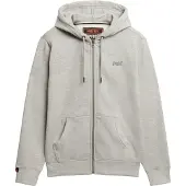 Superdry Superdrytil mænd. M2014128A Hættetrøje med lynlås og logo Essential grey (XL), Casual, Grå, Bomuld