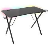 Genesis Holm 200 RGB - Skrivebord - rektangulær med konturerede hjørner - sort
