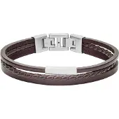 Fossil Armbånd mørkebrun / sølv