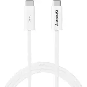 Sandberg - USB-kabel - USB-C (han) til USB-C (han) - USB4 - 1 m - USB Power Delivery (240 W), op til 40 Gbps datatransferhastighed, flettet - hvid