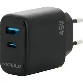Mobilis 45w Usb-a-og Usb-c-vægoplader
