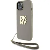 DKNY Håndledsrem Stock Logo etui til iPhone 15 Plus - beige