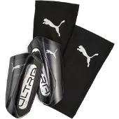 Puma ULTRA Flex Football Sleeves Shinguards, Accessories, Black/Silver, XS