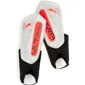 Puma ULTRA Flex Football Ankle Shinguards, Accessories, White/Glowing Red, XS