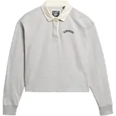 Superdry Superdrytil kvinder. W2012352A Rugby polo shirt hvid (L), Casual, Grå, Bomuld, Lange ærmer