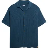 Superdry Superdrytil mænd. M4011058A Texture marineblå skjorte (L), Casual, Bomuld, Korte ærmer