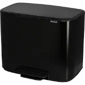 Brabantia Bo Pedal Bin - Skraldespand - fliplåg - 33 L - fodpedal - affaldsseparation - mat sort