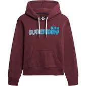 Superdry Superdrytil kvinder. W2012494A Faded Core hættetrøje bordeaux (XS), Casual, Bomuld, Burgund