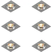 QAZQA Sæt med 6 indbyggede spotlights firkantet aluminium justerbar - Chuck