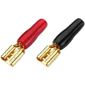 Monacor 0344930 Fladstik Forgyldte kontakter Stikbredde: 6.3 mm Rød, Sort 20 stk Package