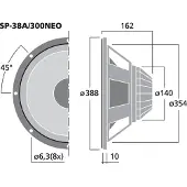 Monacor SP-38/300NEO PA-BAS 300W 8Ω