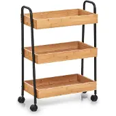 Zeller sidevogn i bambus/metal, sort, 50x28x70 cm