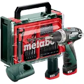 Metabo PowerMaxx BS Basic Set 600080710 Batteri boremaskine 12 V 2 Ah Litium inkl. ekstra batteri, Inkl. oplader, børsteløs, Kuffert, inkl. tilbehør
