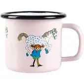 Muurla Pippi and the horse emaljekrus 1,5 dl Light pink