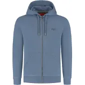 Superdry Superdrytil mænd. M2014128B Blå Essential Logo Zip hættetrøje (M), Casual, Bomuld, Lange ærmer