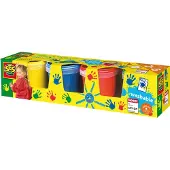 SES Creative Washable Finger Paints (Pack of 4), Blå, Grøn, Rød, Gul, Ikke giftig, Vaskbar, Gluten fri, 145 ml